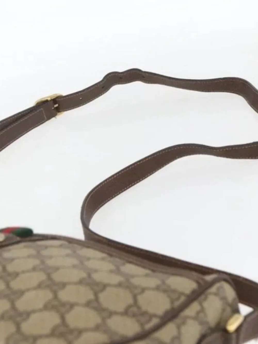 GUCCI GG Supreme Web Sherry Line Bag PVC Beige Gold 89 02 077 Auth 165219 - Picture 7 of 16